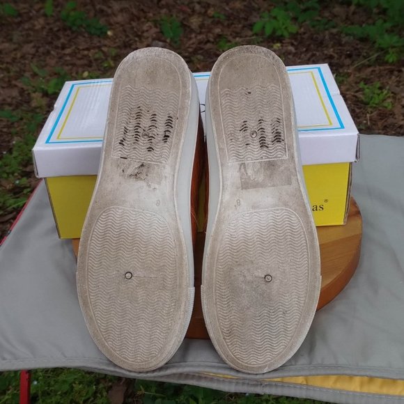 Pierre Dumas Weaved Whiskey Colored Slip On Sneakers Size 8 - Picture 8 of 9